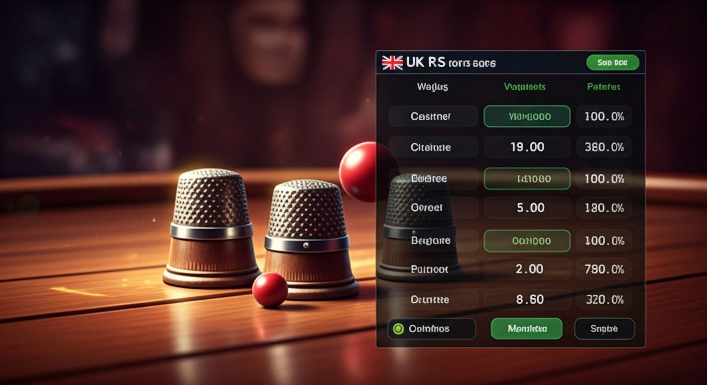 thimbles on table with hidden ball and betting interface
